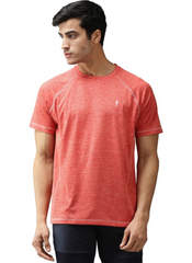 EPPE Men's Round Neck Half Sleeve Orange Melange Dryfit Micropolyester Active Performance Sports Tshirt