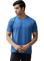 EPPE Men's Round Neck Half Sleeve Indigo Blue Dry-fit Micro polyester Active Performance Sports T-shirt