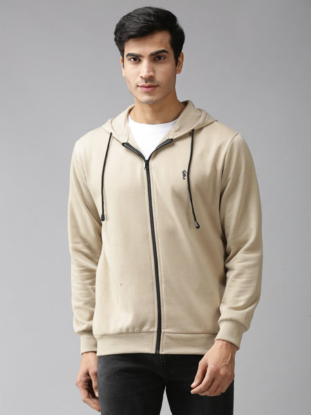 Eppe Solid Men Hooded Neck Beige Jackets