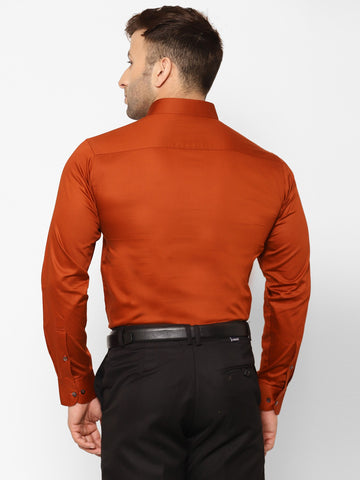 EPPE Men Solid Formal Orange Shirt