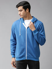 Eppe Solid Men Hooded Neck Blue Jackets