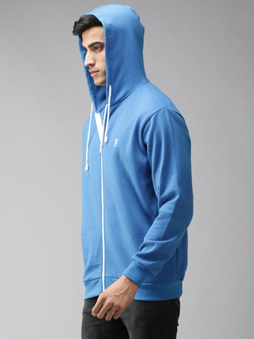 Eppe Solid Men Hooded Neck Blue Jackets