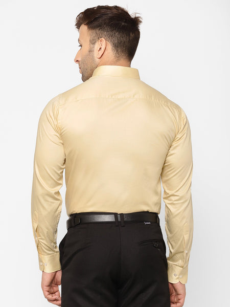 EPPE Men Solid Formal Yellow Shirt
