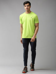 EPPE Men's Round Neck Half Sleeve Bright Green Dryfit Micropolyester Active Performance Sports Tshirt