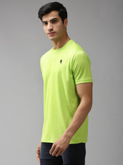 EPPE Men's Round Neck Half Sleeve Bright Green Dryfit Micropolyester Active Performance Sports Tshirt