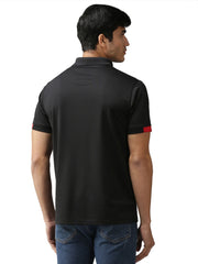 EPPE Men's Polo Neck Short Sleeve Black-Red Dryfit Micropolyester Active Performance Tshirt