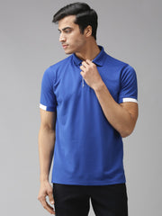 EPPE Men's Polo Neck Short Sleeve Royal Blue-White Dry-fit Micro polyester Active Performance T-Shirt