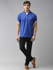 EPPE Men's Polo Neck Short Sleeve Royal Blue-White Dry-fit Micro polyester Active Performance T-Shirt