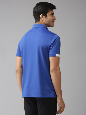 EPPE Men's Polo Neck Short Sleeve Royal Blue-White Dry-fit Micro polyester Active Performance T-Shirt