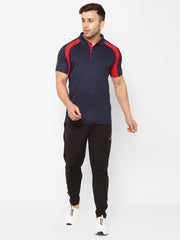 EPPE Solid Men Polo Neck Navy Blue, Red T-Shirts