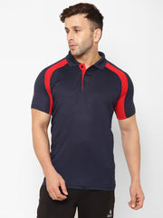 EPPE Solid Men Polo Neck Navy Blue, Red T-Shirts