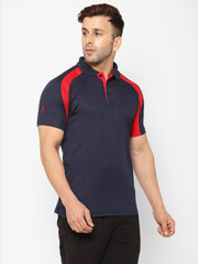 EPPE Solid Men Polo Neck Navy Blue, Red T-Shirts