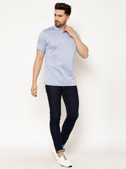 EPPE Solid Men Polo Neck Light Blue T-Shirts