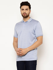 EPPE Solid Men Polo Neck Light Blue T-Shirts