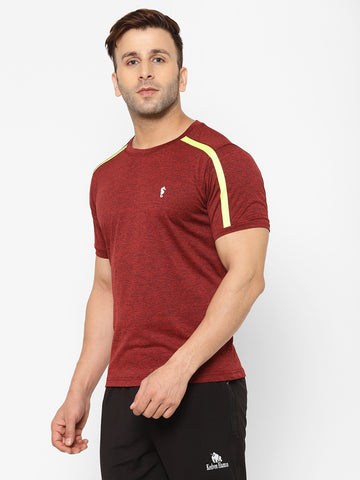 EPPE Solid Men Round Neck Maroon T-Shirts