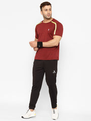 EPPE Solid Men Round Neck Maroon T-Shirts