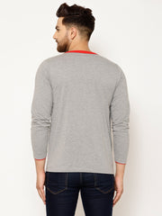 EPPE Solid Men Henley Neck Grey, Red T-Shirts