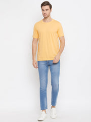 EPPE Solid Men Round Neck Yellow T-Shirts