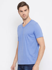 EPPE Solid Men V Neck Blue New T-Shirt