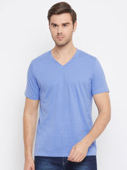 EPPE Solid Men V Neck Blue New T-Shirt