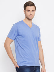 EPPE Solid Men V Neck Blue New T-Shirt