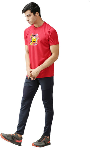 Eppe Printed Men Round Neck Red (Smile Emoji Printed) T-Shirt