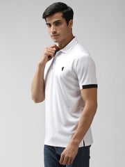 EPPE Men's Polo Neck Short Sleeve White-Black Dryfit Micropolyester Active Performance Tshirt