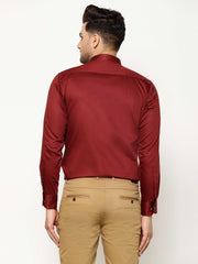 EPPE Men Solid Formal Maroon Shirt