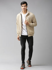 Eppe Solid Men Collared Neck Beige Jackets