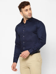 EPPE Men Solid Formal Dark Blue Shirt