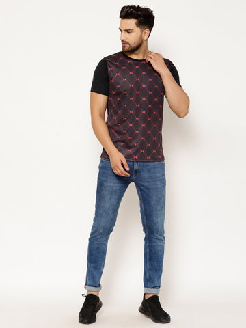EPPE Solid Men Round Neck Navy Red T-Shirts