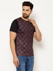 EPPE Solid Men Round Neck Navy Red T-Shirts