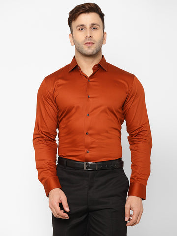 EPPE Men Solid Formal Orange Shirt