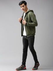 Eppe Solid Men Hooded Neck Green Jackets