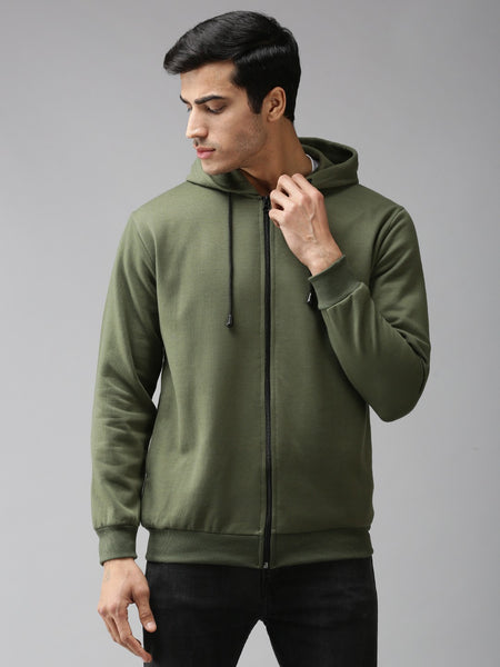 Eppe Solid Men Hooded Neck Green Jackets