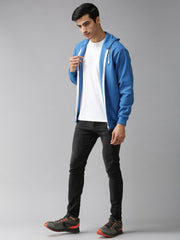 Eppe Solid Men Hooded Neck Blue Jackets