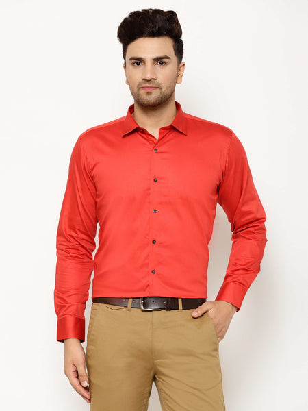 EPPE Men Solid Formal Orange Shirt