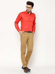 EPPE Men Solid Formal Orange Shirt