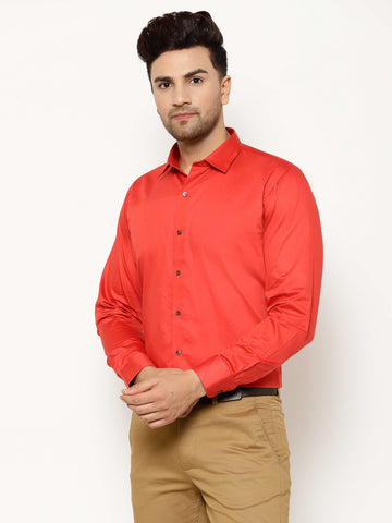 EPPE Men Solid Formal Orange Shirt