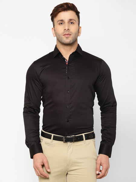 EPPE Men Solid Formal Black Shirt