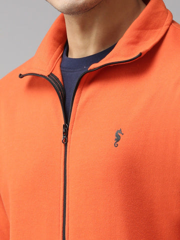 Eppe Solid Men Collared Neck Orange Jackets