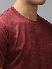 EPPE Men's Round Neck Half Sleeve Wine Melange Dry-fit Micro polyester Active Performance Sports T-Shirt