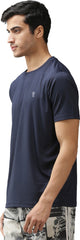 EPPE Men's Round Neck Half Sleeve Navy Blue Dryfit Micropolyester Active Performance Sports Tshirt