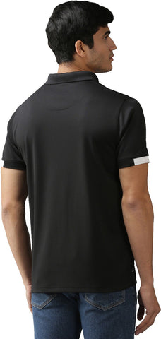 EPPE Men's Polo Neck Short Sleeve Black-White Dryfit Micropolyester Active Performance Tshirt