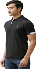 EPPE Men's Polo Neck Short Sleeve Black-White Dryfit Micropolyester Active Performance Tshirt