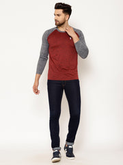 EPPE Solid Men Round Neck Maroon, Grey T-Shirts