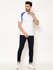 EPPE Solid Men Polo Neck White, Blue T-Shirts