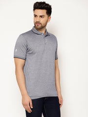 EPPE Solid Men Polo Neck Silver Grey T-Shirts