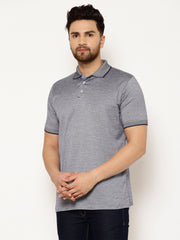 EPPE Solid Men Polo Neck Silver Grey T-Shirts