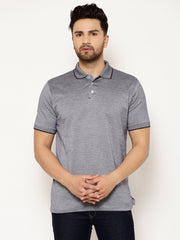 EPPE Solid Men Polo Neck Silver Grey T-Shirts